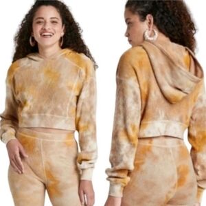 Wild Fable Tie-Dye Waffle Knit Crop Hoodie Women's Medium Thermal Pullover